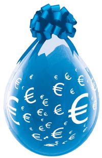 Gef&uuml;llter Ballon 4 Eurozeichen